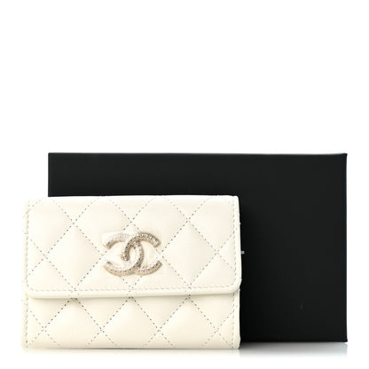 Chanel Caviar Quilted CC Glitter Flap Card Holder White 9 of 9