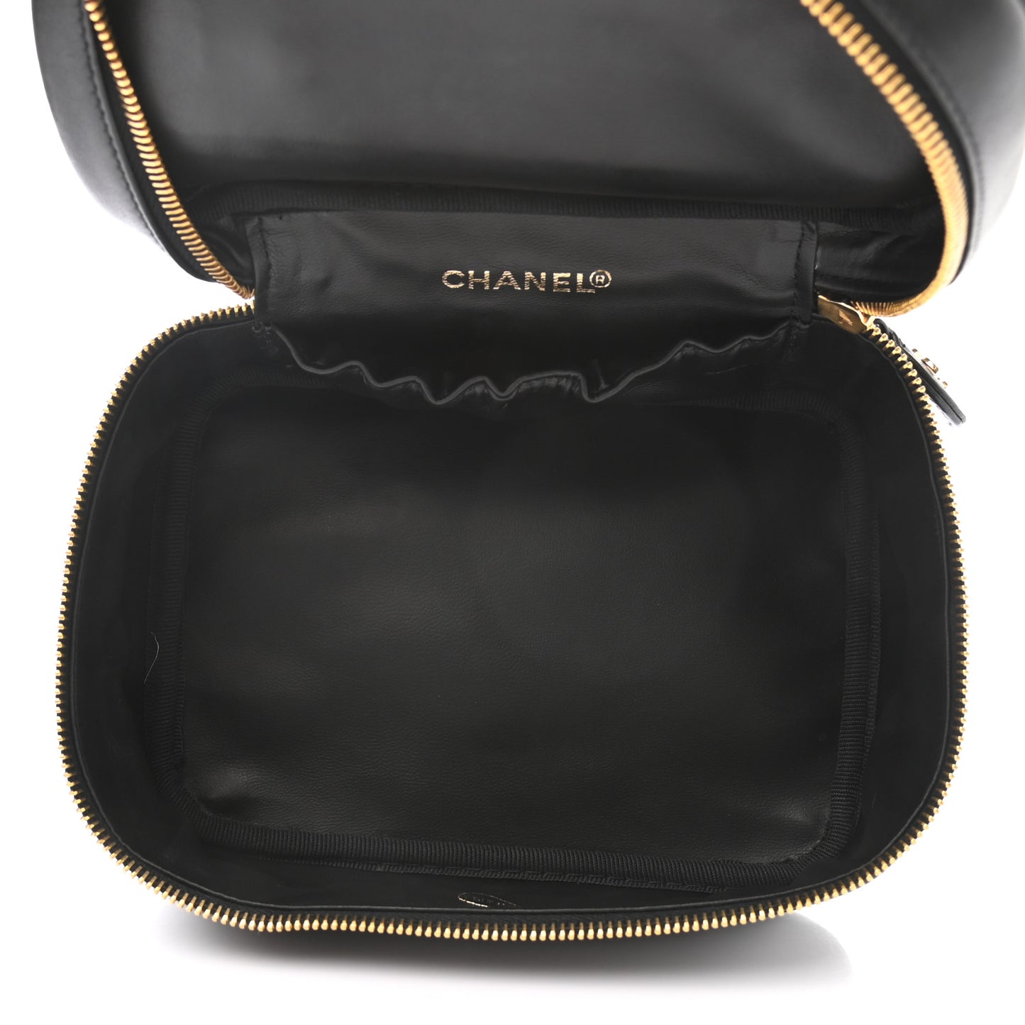 Lambskin Vanity Cosmetic Case Black