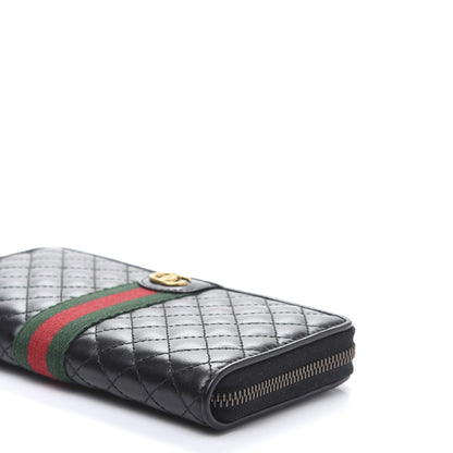 Gucci Calfskin Web Trapuntata GG Zip Around Wallet Black 7 of 9
