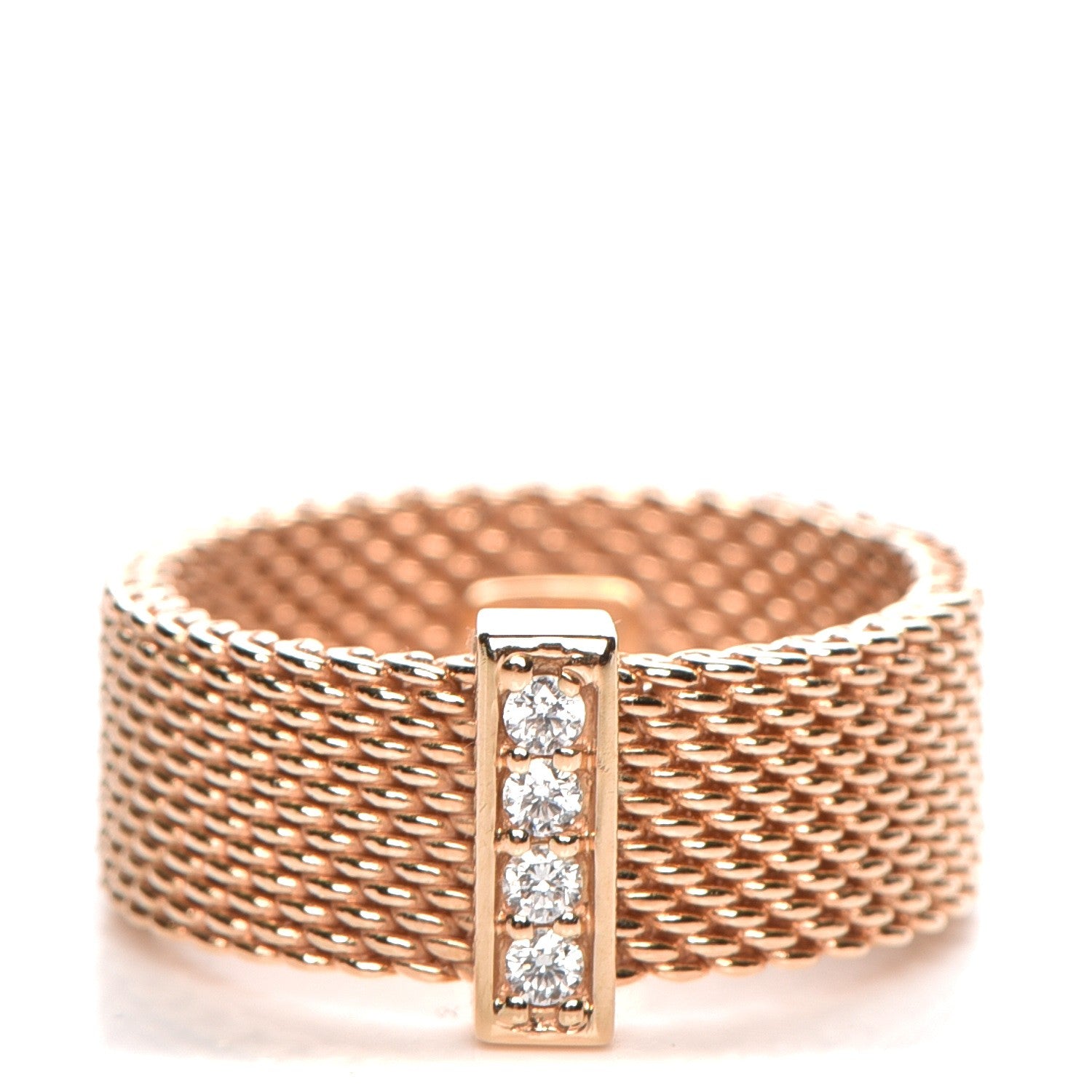Tiffany 18K Rose Gold 4 Diamond Somerset Ring 4.25 1 of 5