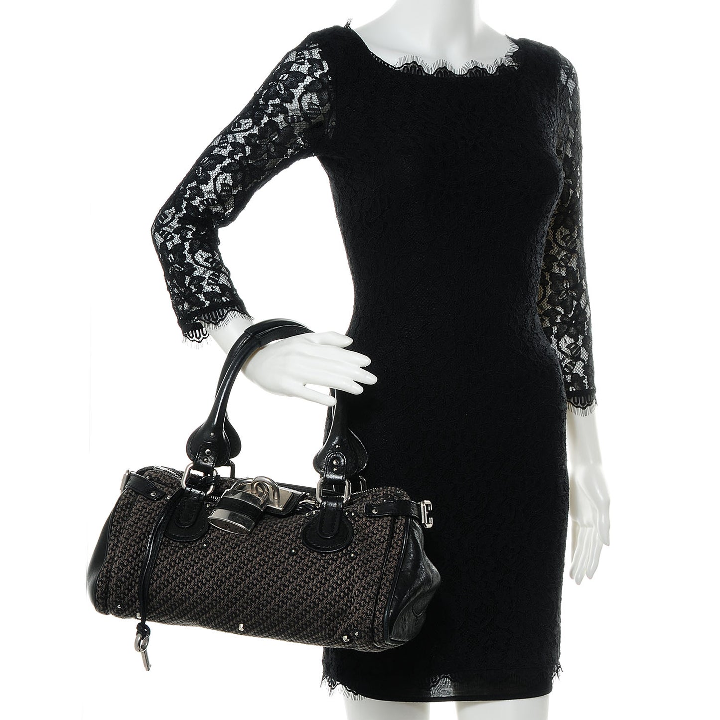 Leather Tweed Paddington Satchel Black