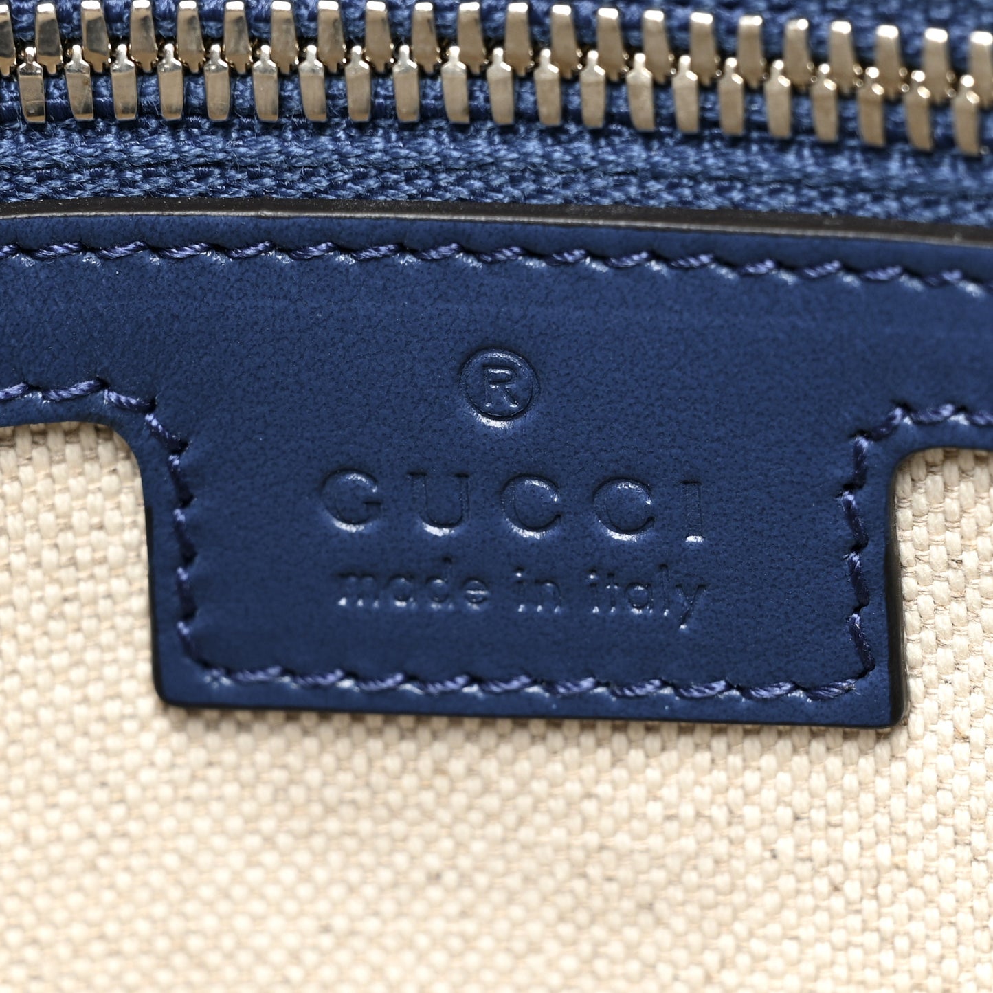 Calfskin GG Tennis Embossed Medium Tote Bag Intense Metal Blue