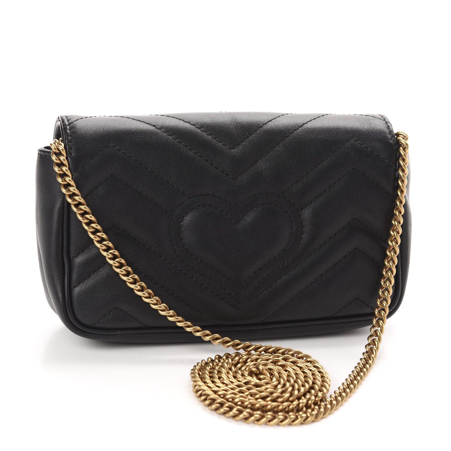 Gucci Calfskin Matelasse Super Mini GG Marmont Shoulder Bag Black 3 of 11