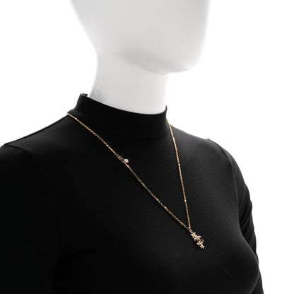 Chanel Crystal CC Flower Necklace Gold 2 of 7