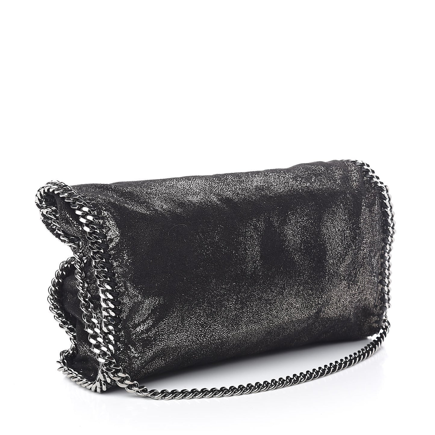 Chamois Shiny Dotted Falabella Fold Over Tote Ruthenium