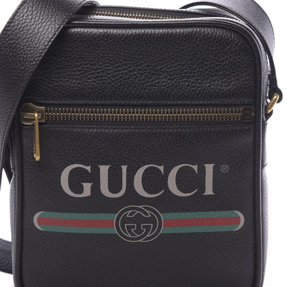 Gucci Grained Calfskin Logo Messenger Bag Black 10 of 10