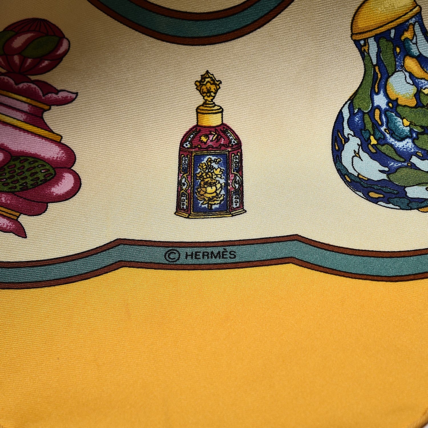 Hermes Silk Qu'Importe le Flacon Pocket Square 5 of 5