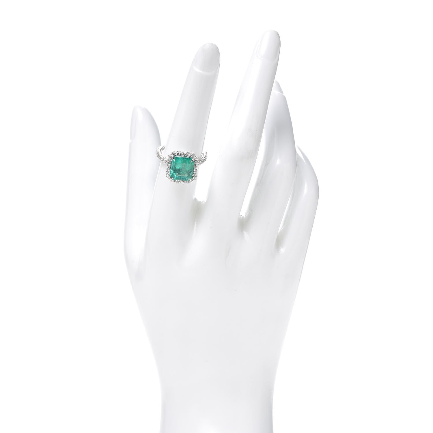 Tiffany Platinum Diamond Colombian Emerald Cocktail Ring 54 7 2 of 5