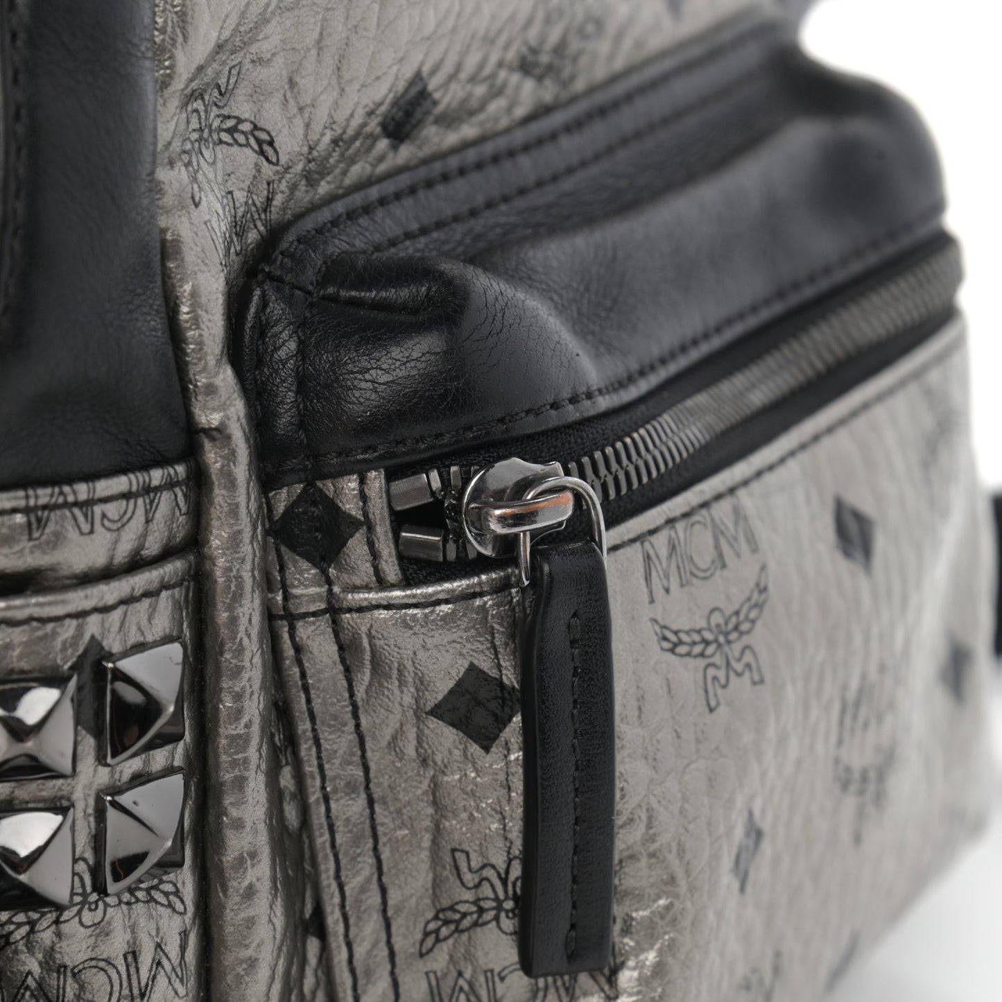 Metallic Visetos Studded X-Mini Bebe Boo Backpack Silver