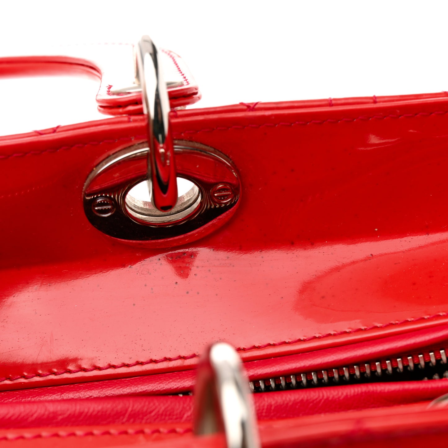 Patent Cannage Large Lady Dior Fuchsia