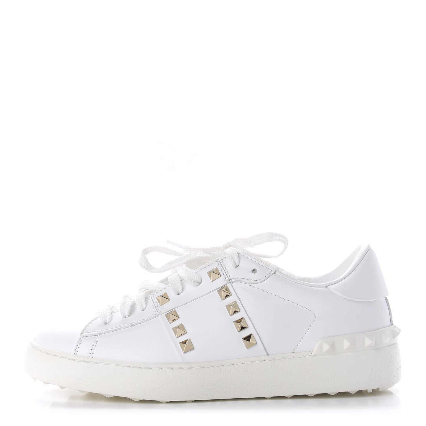 Calfskin Rockstud Untitled Open Sneakers 37.5 White