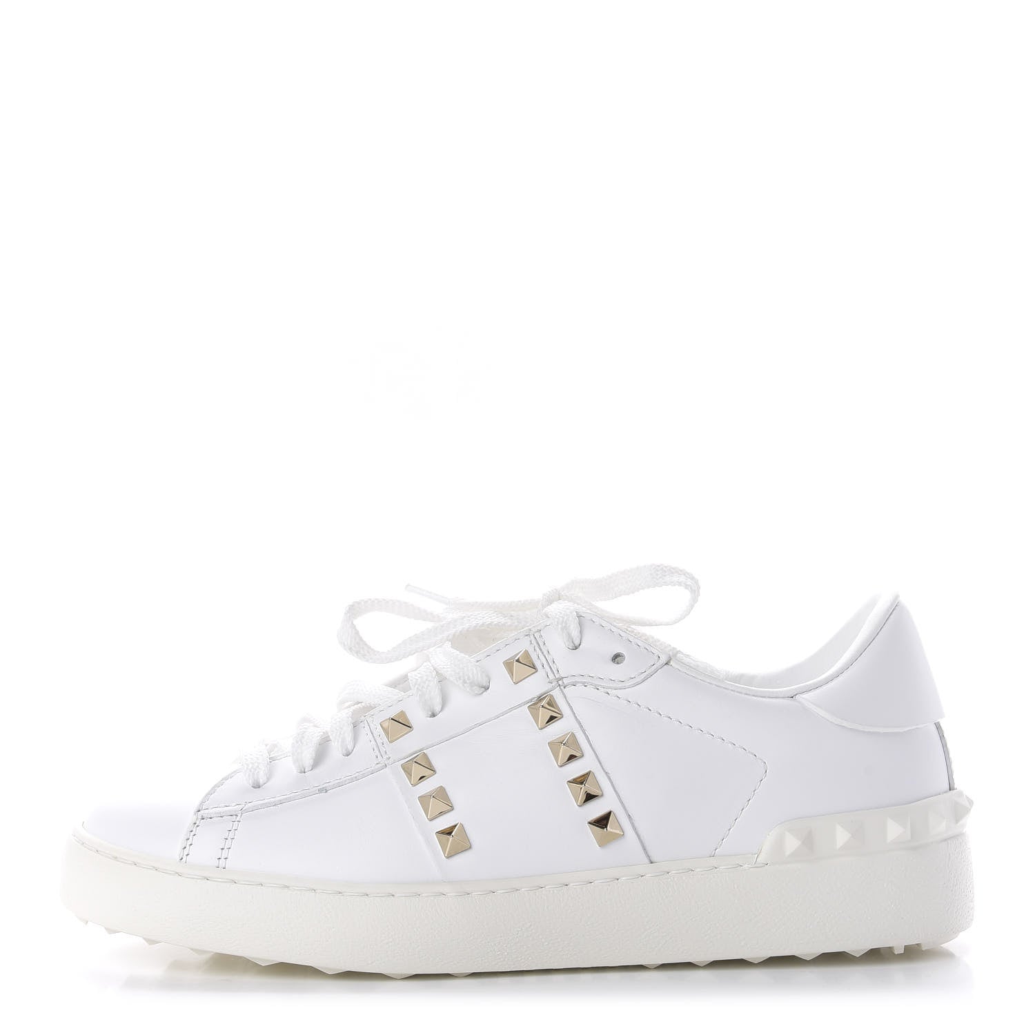 Valentino Garavani Calfskin Rockstud Untitled Open Sneakers 37.5 White 1 of 10