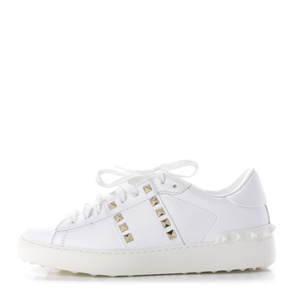 Valentino Garavani Calfskin Rockstud Untitled Open Sneakers 37.5 White 1 of 10