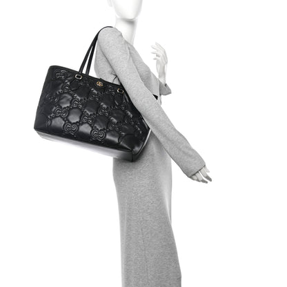 Gucci Calfskin GG Matelasse Medium Ophidia Shopping Tote Black 2 of 10