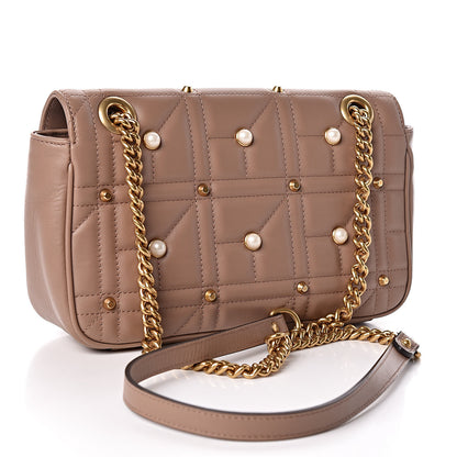 Gucci Calfskin Matelasse Studded Mini Pearly GG Marmont Shoulder Bag Porcelain Rose 3 of 11