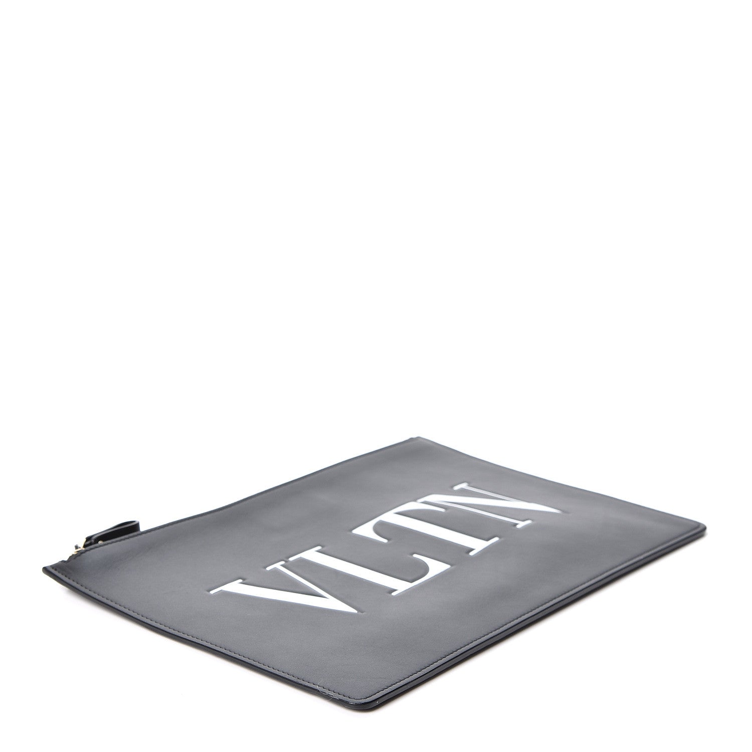 Valentino Garavani Calfskin VLTN Large Flat Zip Pouch Black 3 of 8