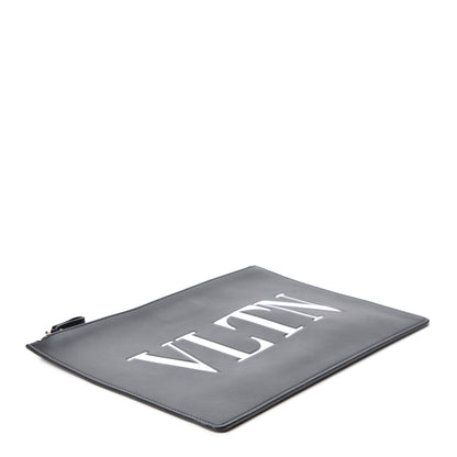 Valentino Garavani Calfskin VLTN Large Flat Zip Pouch Black 3 of 8