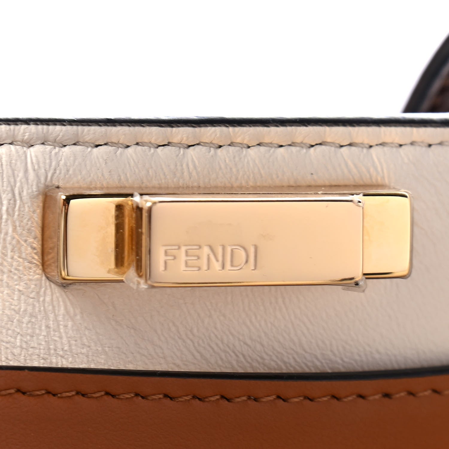 Fendi Vitello Seta Century Small Peekaboo X-Tote Black Brandy 5 of 5