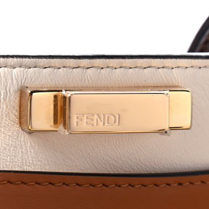 Fendi Vitello Seta Century Small Peekaboo X-Tote Black Brandy 5 of 5