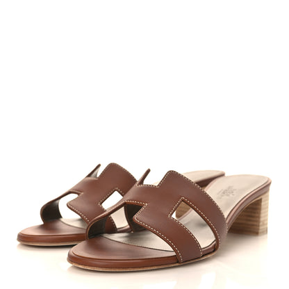 Hermes Calfskin Oasis Sandals 37 Gold 2 of 8