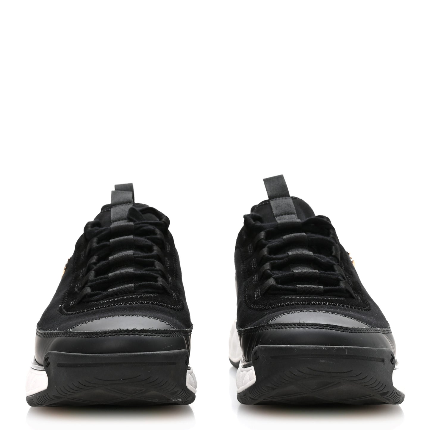 Velvet Calfskin Mixed Fibers CC Sneakers 39 Black