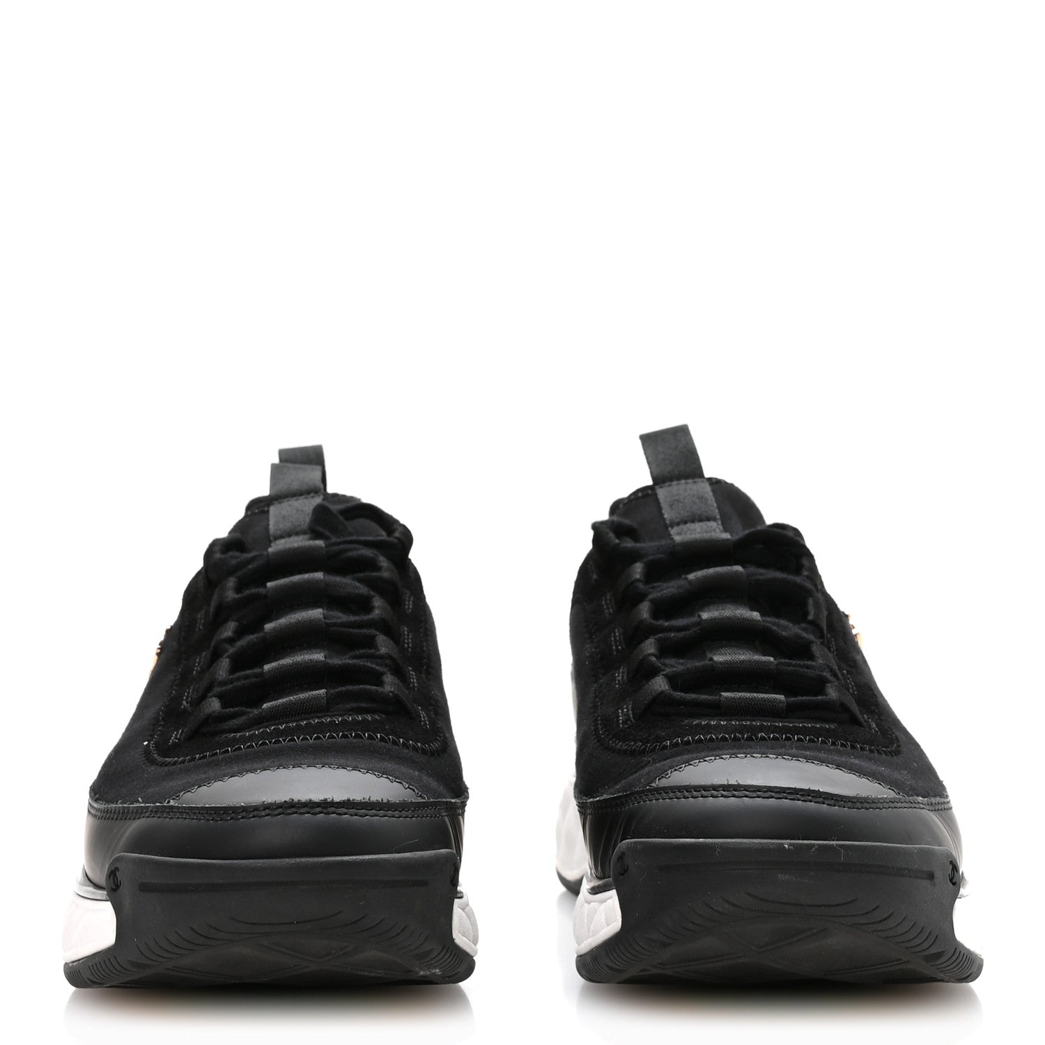 Chanel Velvet Calfskin Mixed Fibers CC Sneakers 39 Black 3 of 8
