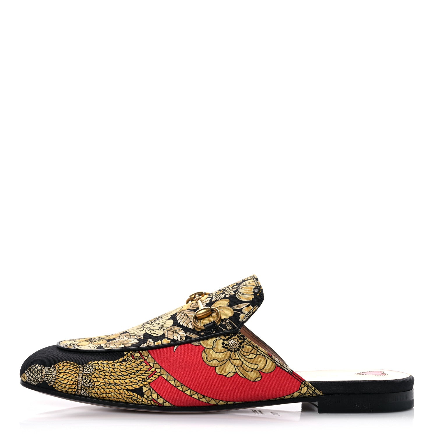 Gucci Twill Flora Womens Princetown Slippers 39.5 Red Black 1 of 9