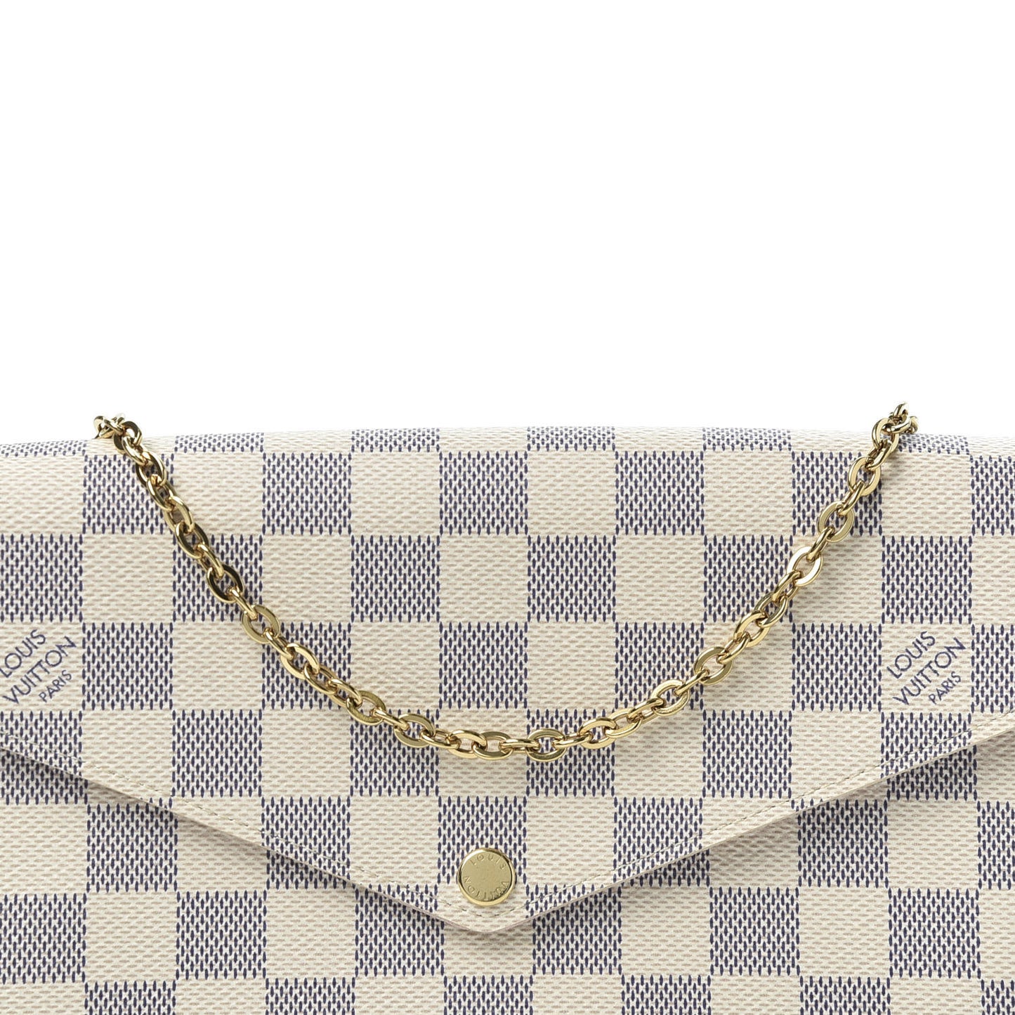 Damier Azur Pochette Felicie Chain Wallet Rose Ballerine