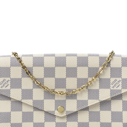 Louis Vuitton Damier Azur Pochette Felicie Chain Wallet Rose Ballerine 9 of 10