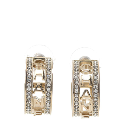 Chanel Metal Crystal Bow-tiful CC Hoop Earrings Gold 1 of 5