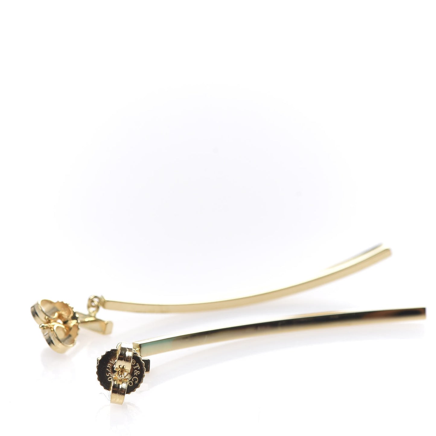 18K Yellow Gold T Bar Earrings