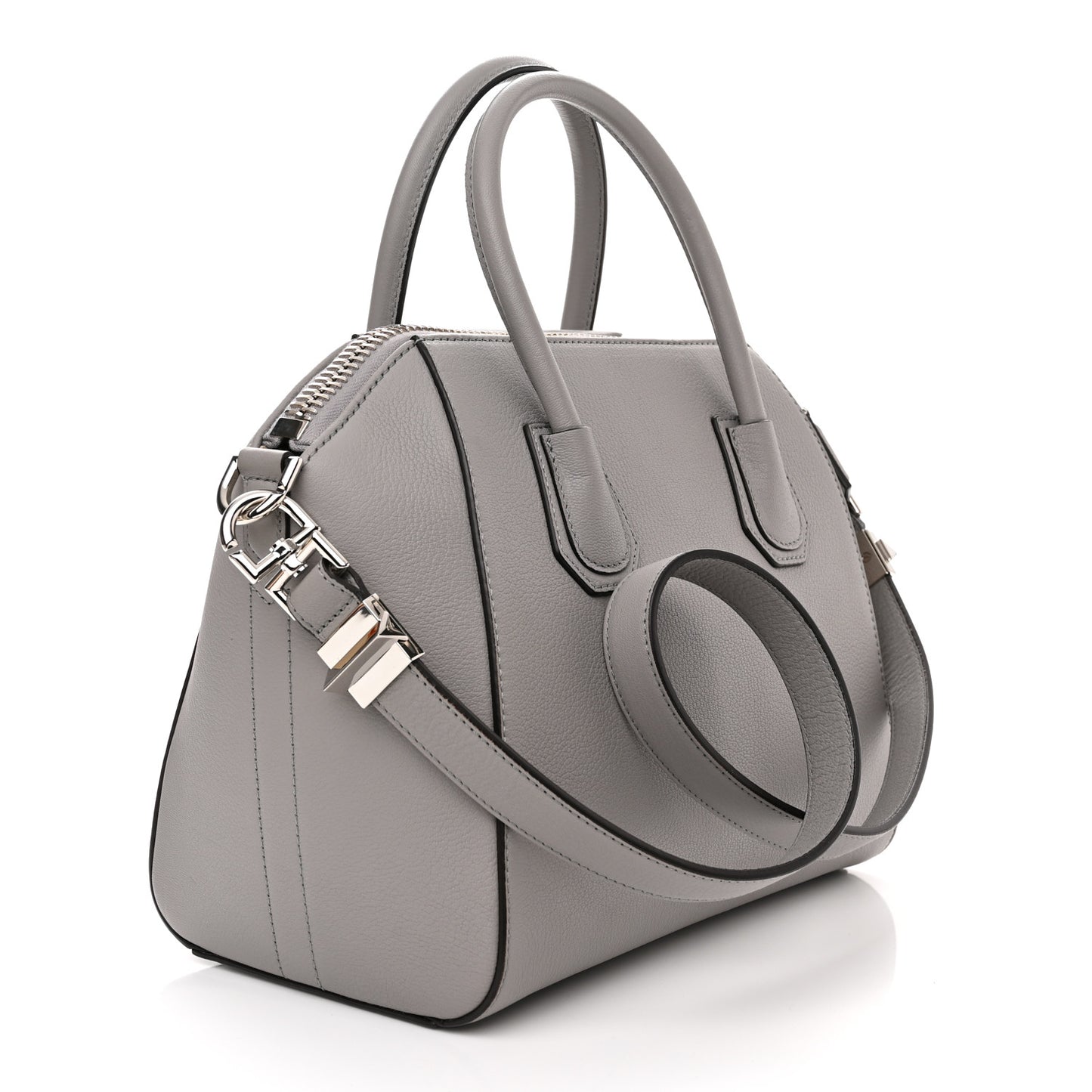 Sugar Goatskin Mini Antigona Pearl Grey