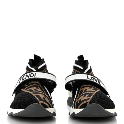 Fendi Stretch Yarn FF Stiff Band Rockoko Sneakers 37 Black White Tobacco 2 of 9