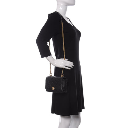 Chanel Calfskin Quilted Accordion Pearl CC Flap Bag Black 2 of 13