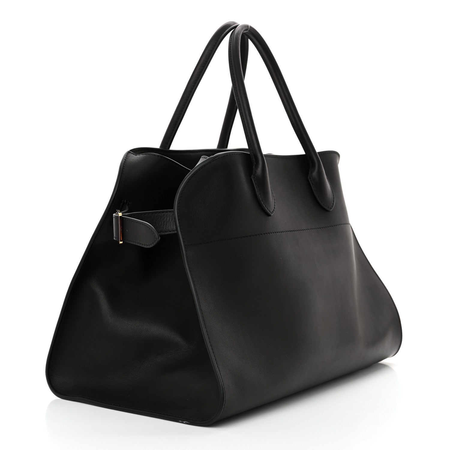The Row Polished Saddle Calfskin Soft Margaux 15 Black 3 of 9