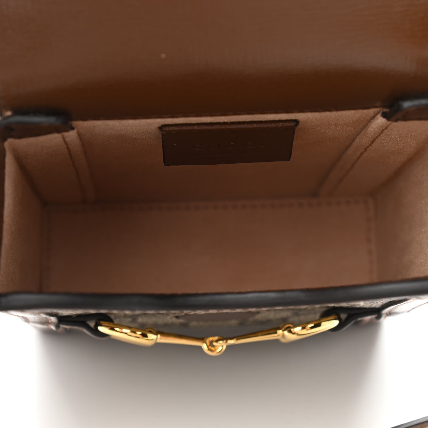Gucci GG Supreme Monogram Mini Horsebit 1955 Crossbody Bag Beige Brown Sugar 5 of 10