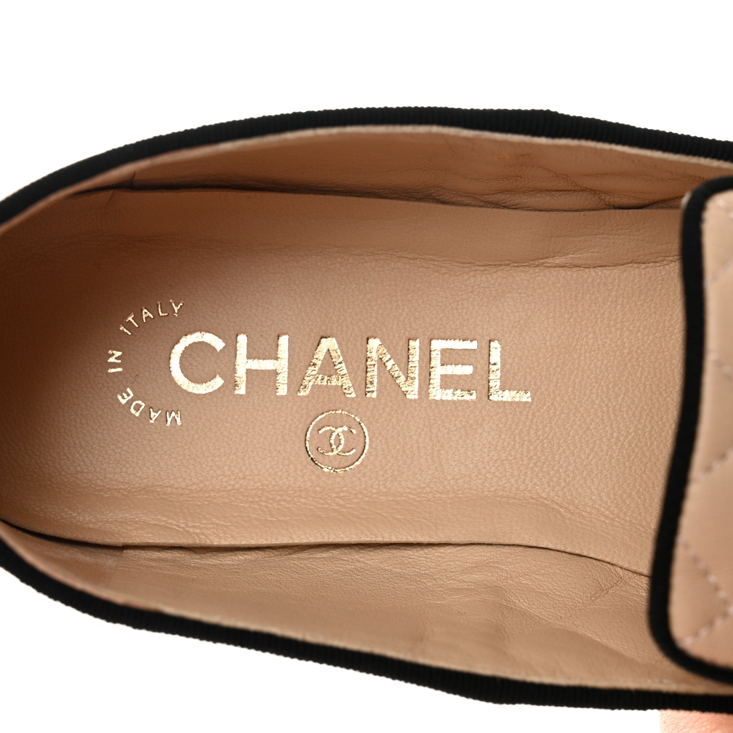 Chanel Lambskin Quilted Cap Toe Slipper With Pouch 37 Beige Black 8 of 14