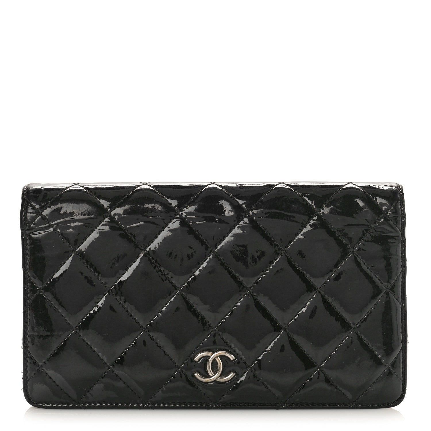 Chanel Patent Calfskin Quilted Yen Wallet Black 1 of 13