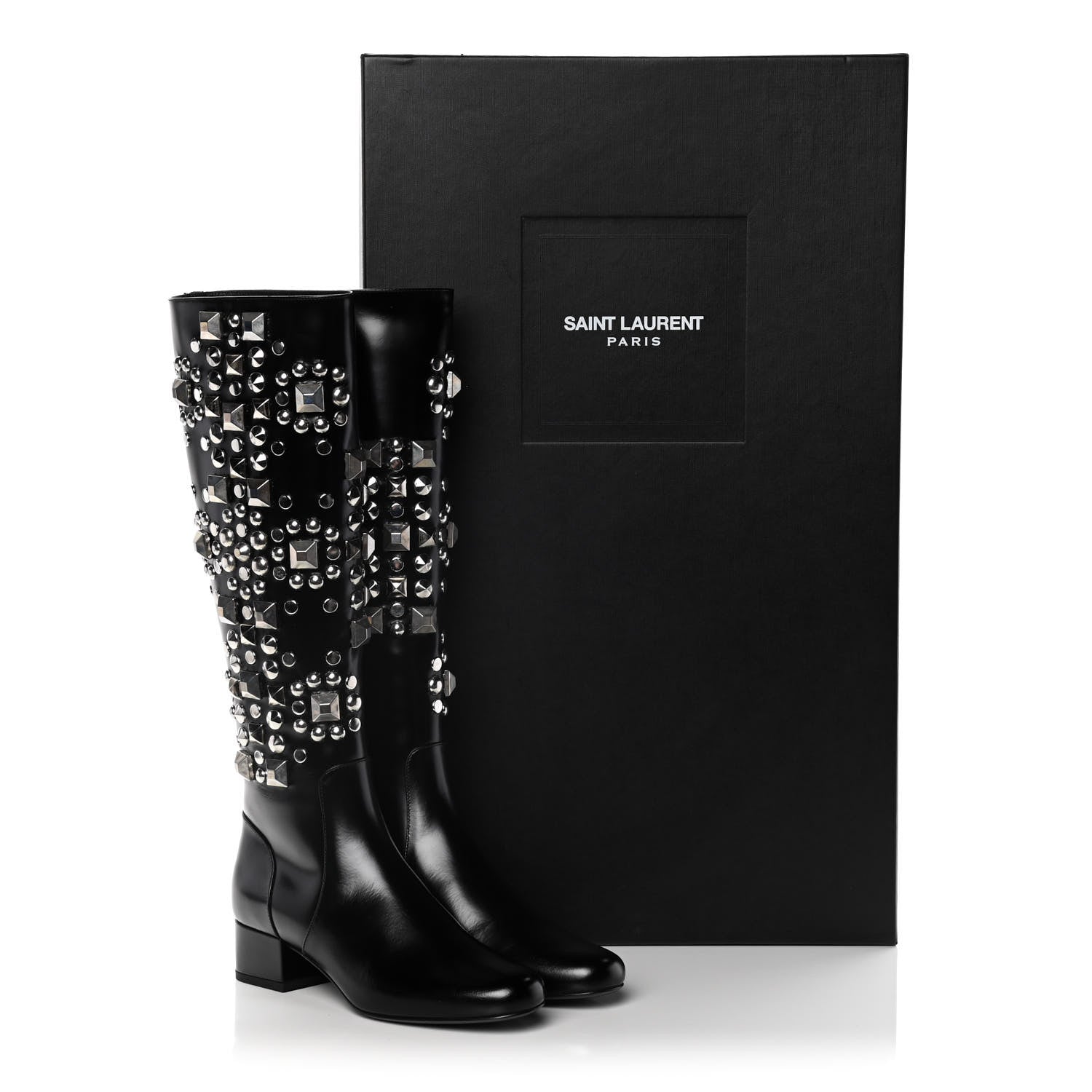 Saint Laurent Ketta Studded Babies 40 Brod Knee High Boots 35.5 Black 17 of 17