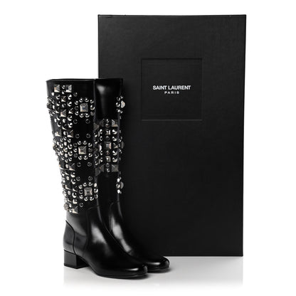 Saint Laurent Ketta Studded Babies 40 Brod Knee High Boots 35.5 Black 17 of 17