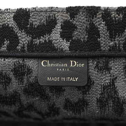 Christian Dior Canvas Mizza Embroidered Large Leopard Book Tote Grey 6 of 12
