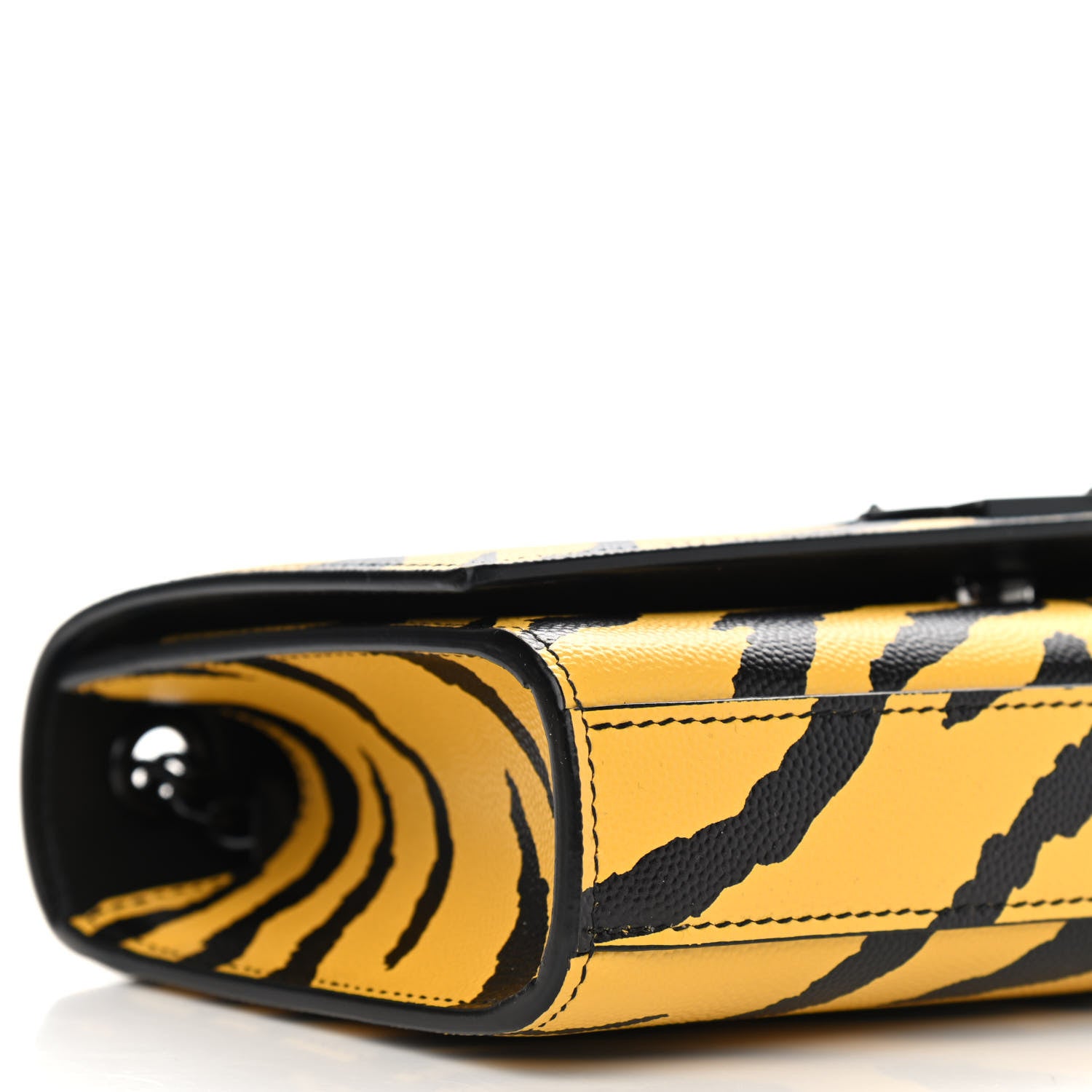 Saint Laurent Grain De Poudre Zebra Print Small Classic Monogram Kate Satchel Yellow 5 of 9