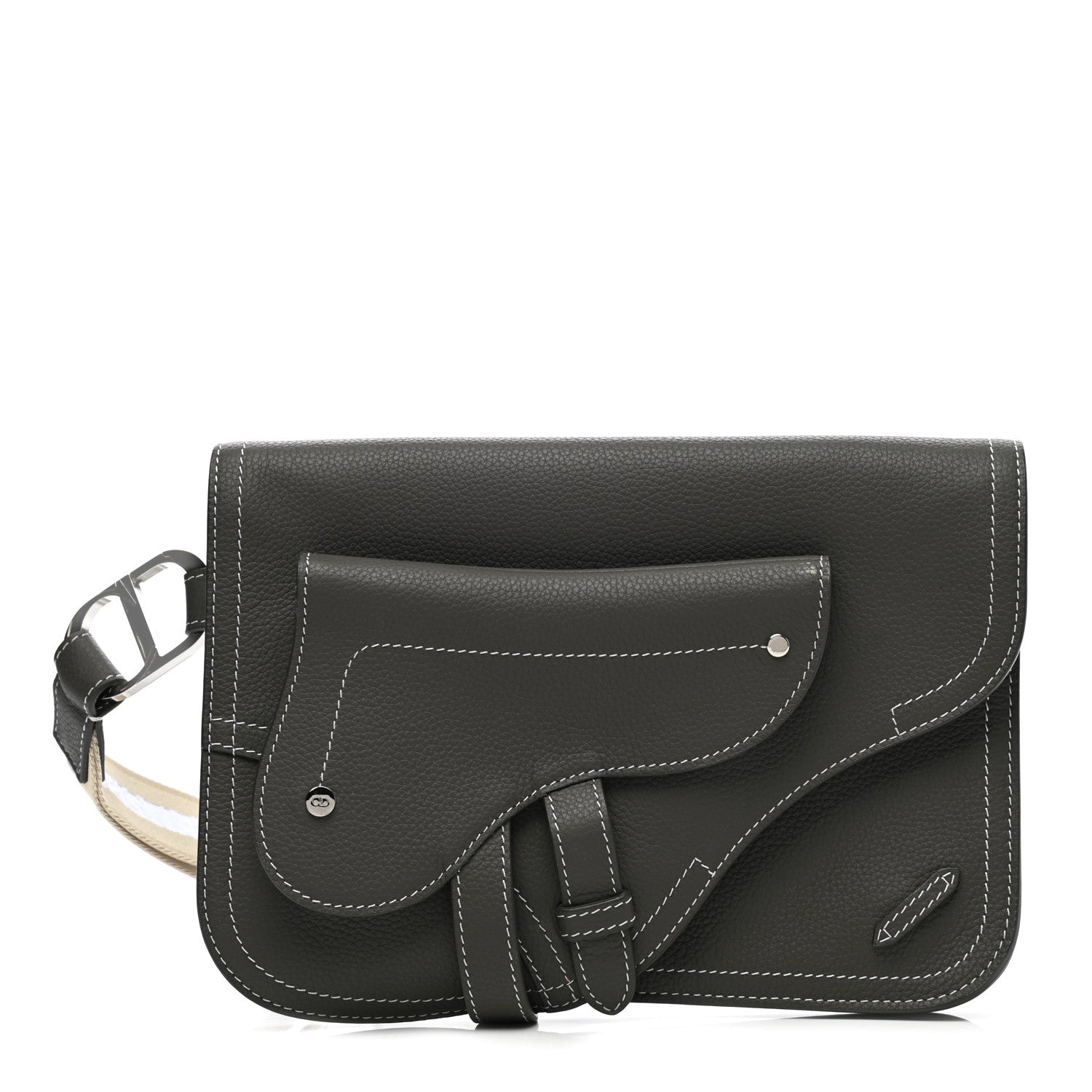 Christian Dior X KAWS Grained Calfskin Saddle Wristlet Grey 1 of 10