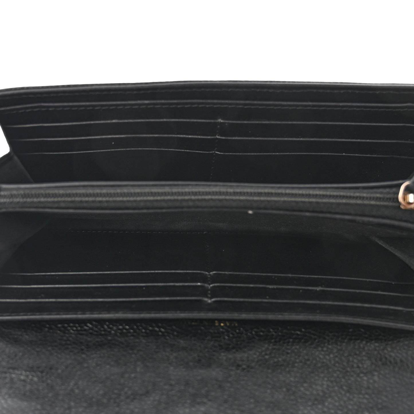 Caviar Camellia Embossed Flap Wallet Black
