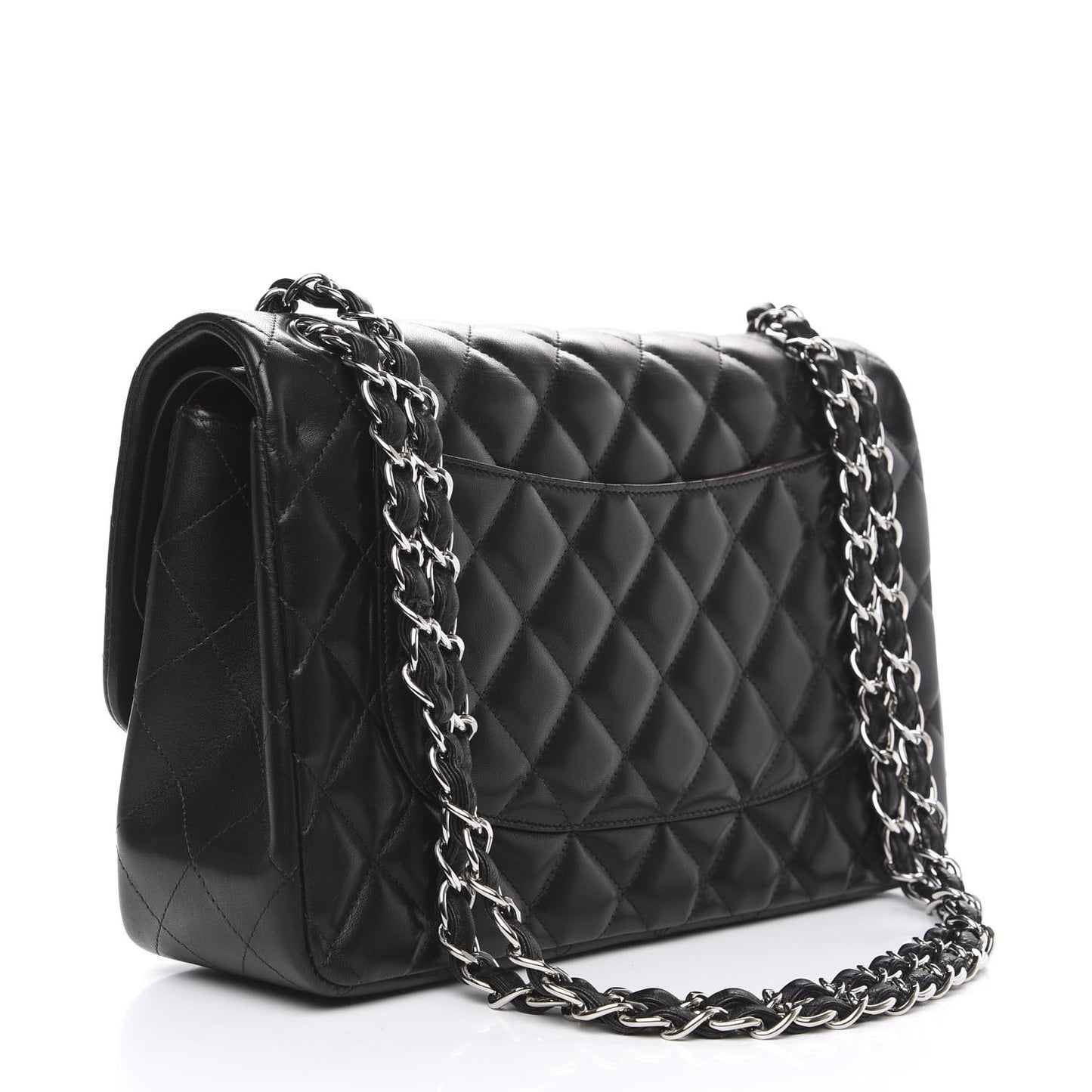 Lambskin Quilted Jumbo Double Flap Black
