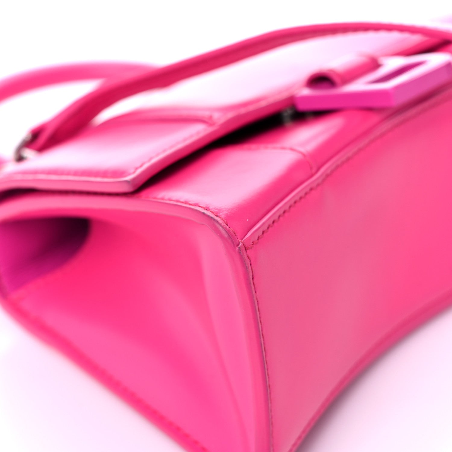 Balenciaga Shiny Box Calfskin Tonal B Hourglass Top Handle Bag XS Fuchsia 7 of 18