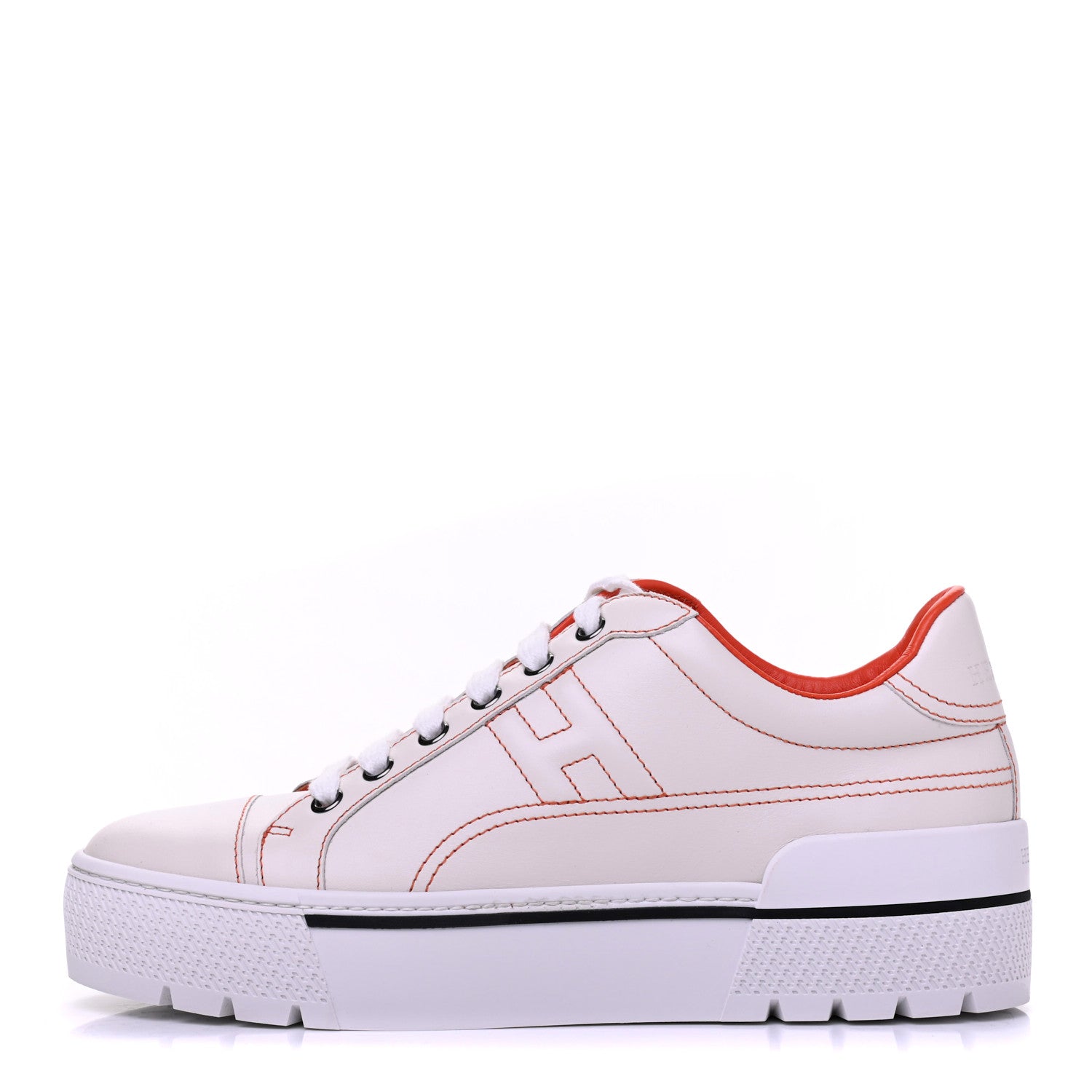 Hermes Calfskin Womens Voltage Sneakers 37.5 White Orange 1 of 9