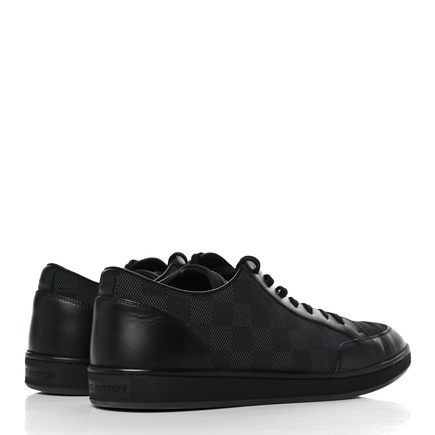 Calfskin Nylon Damier Offshore Sneakers 8 Black