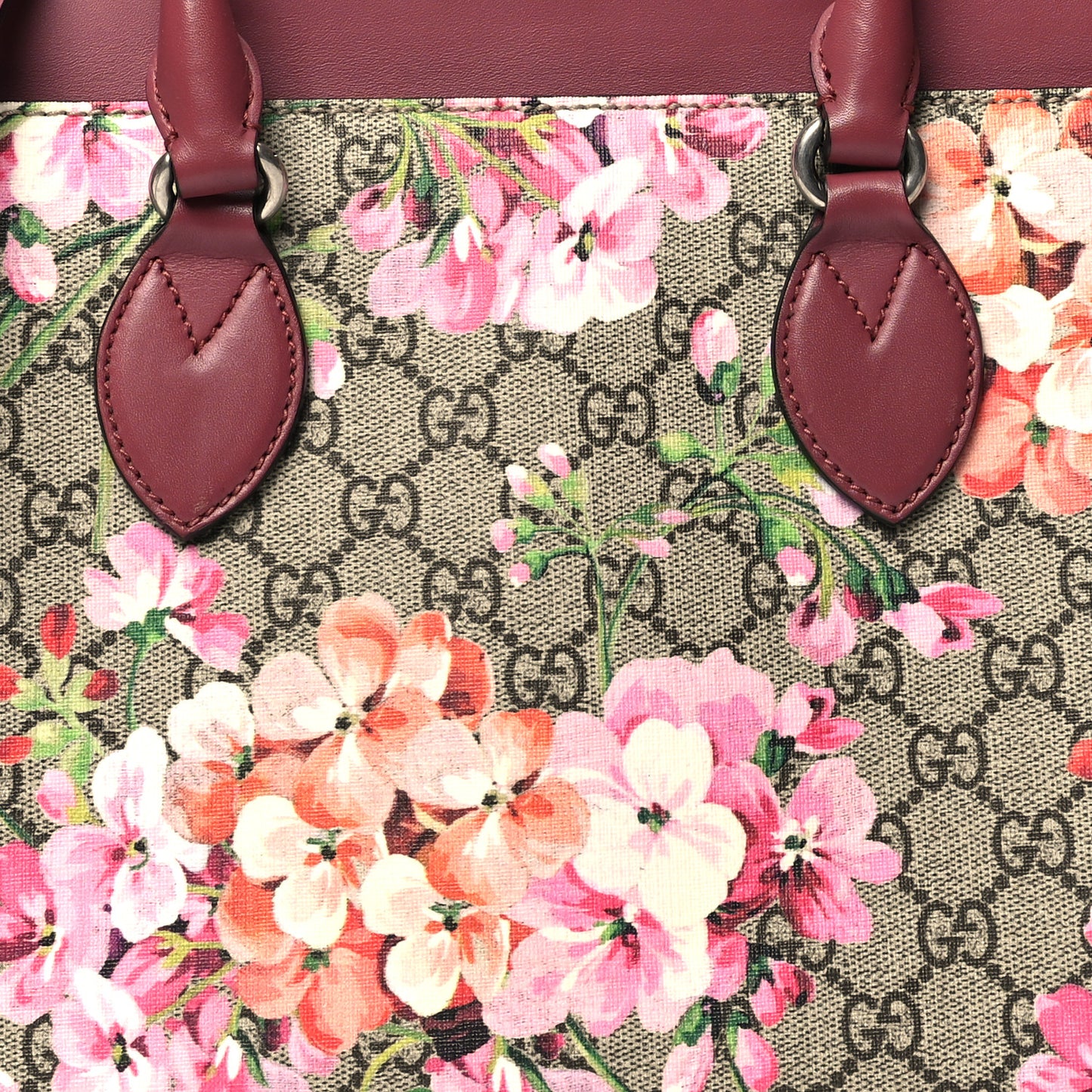 GG Supreme Monogram Blooms Small Zip Top Tote Beige Multicolor Dry Rose