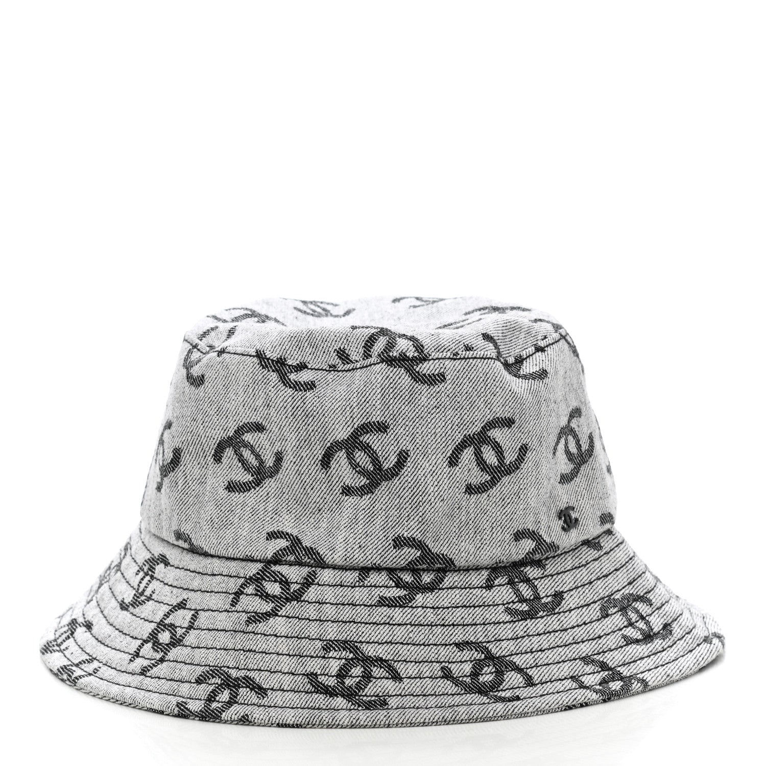 Chanel Denim CC Bucket Hat L White Black 3 of 8